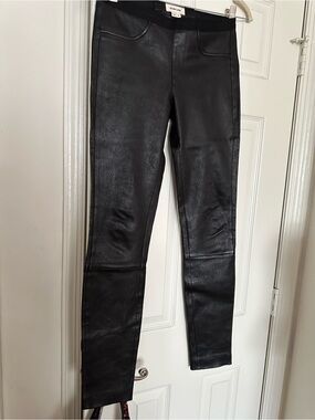 Black Leather Skinny leggings-Pants